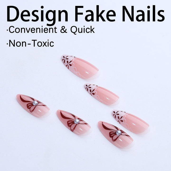 Elegant artificial nail design with floral accents Kalsten