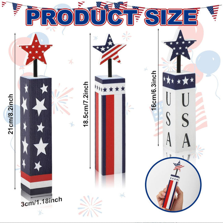 Unisex nan rustic wood column decoration set with hand-painted star toppers in shabby chic Kalsten