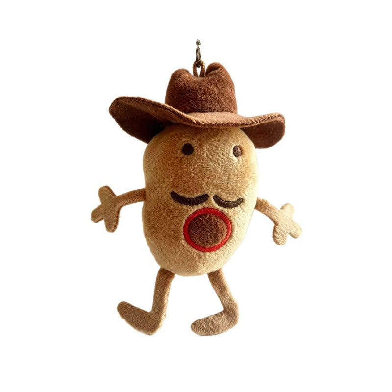 Novelty Cowboy Character Plush Bag Charm Keyring with Metal Ball-Chain and Huggable Body Kalsten