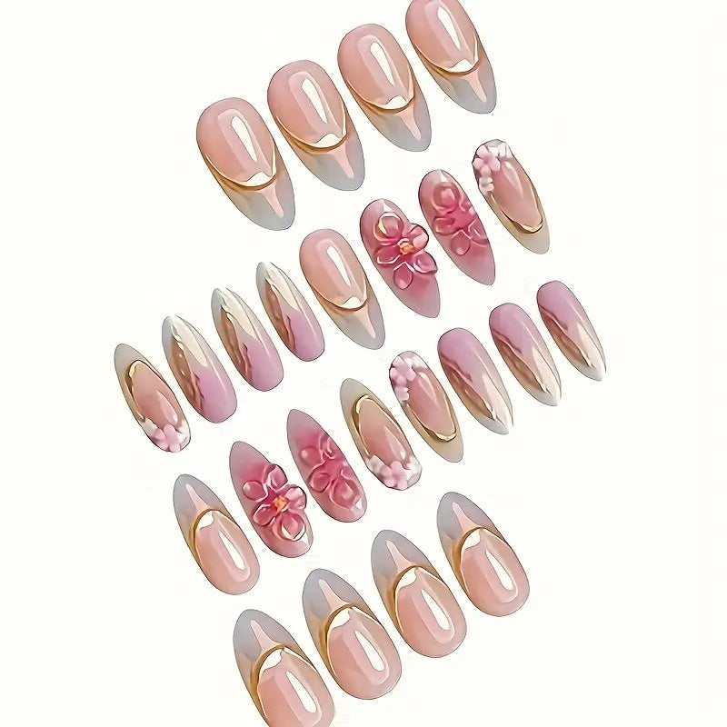 Floral Embellished Press-On Nail Art Set Kalsten
