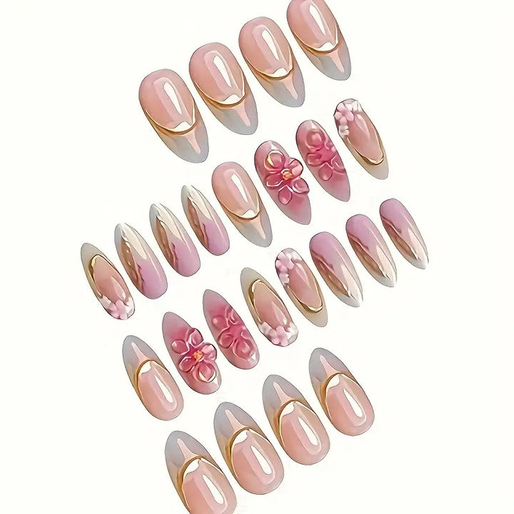 Floral Embellished Press-On Nail Art Set Kalsten