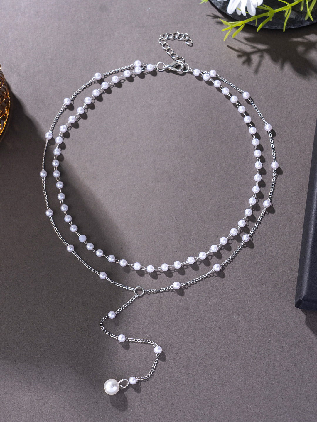 Layered Pearl Chain Necklace Kalsten