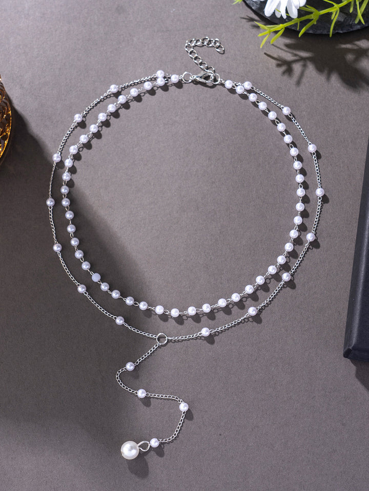 Layered Pearl Chain Necklace Kalsten