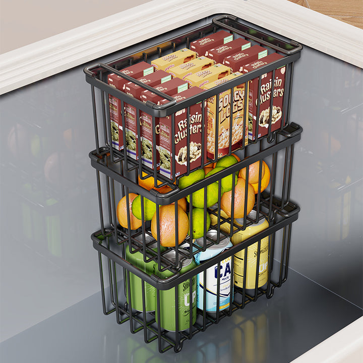Wire Refrigerator Can Organizer Basket with Slide Handles