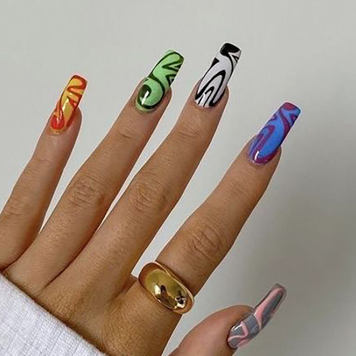 Artistic Marble-Effect Press-On Nails Kalsten