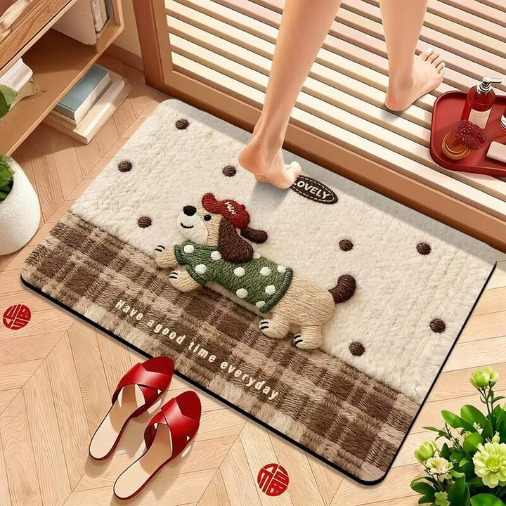 Cute Puppy-Themed Plush Bath Mat Kalsten