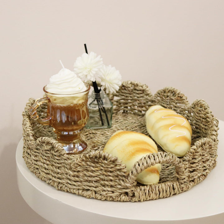Handcrafted decoration basket with wavy edge Kalsten