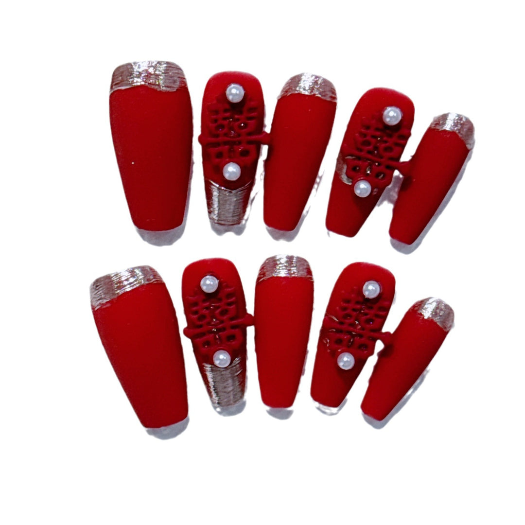 Elegant Rhinestone Embellished Press-On Nail Set
