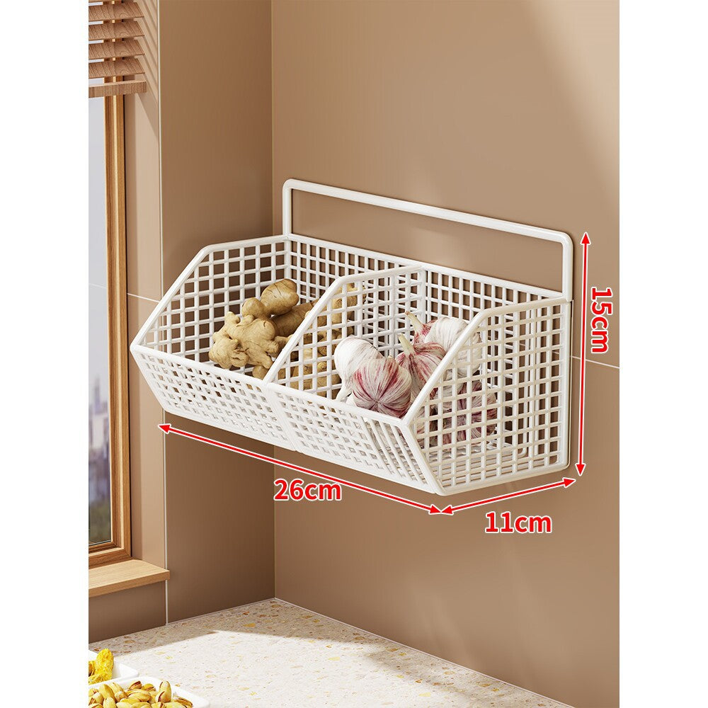 Wall-Mounted Double-Tier Kitchen Storage Baskets