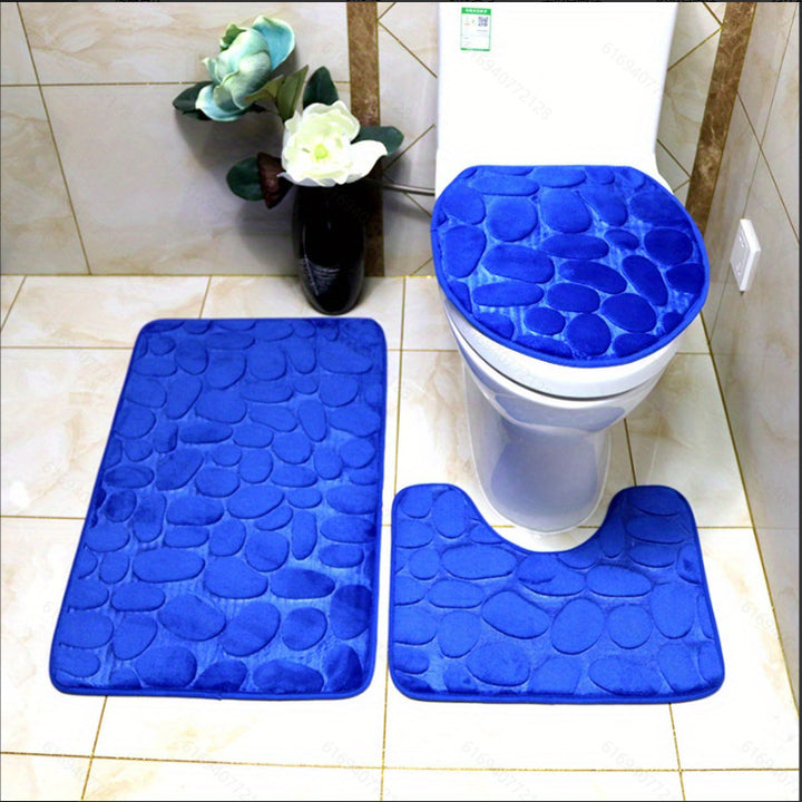 Textured Stone Pattern Bath Mat Set Kalsten