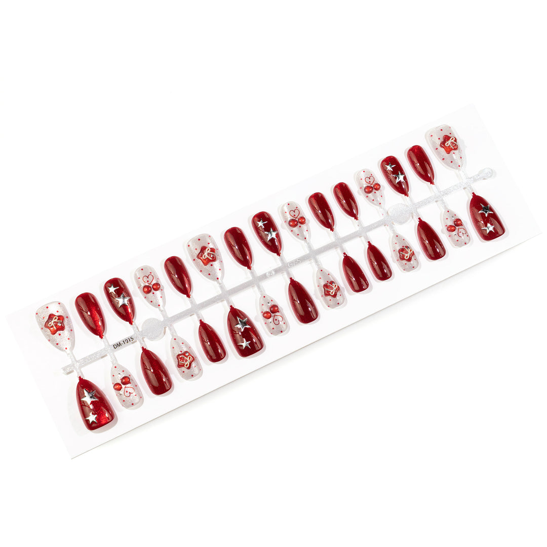 Decorative Gemstone-Embellished Press-On Nail Set