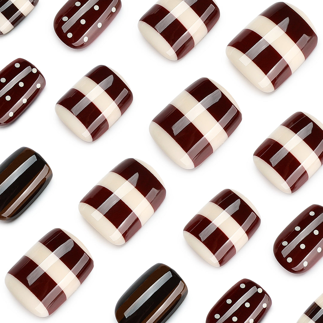 Artful Nail Art with Striped and Polka Dot Pattern Kalsten