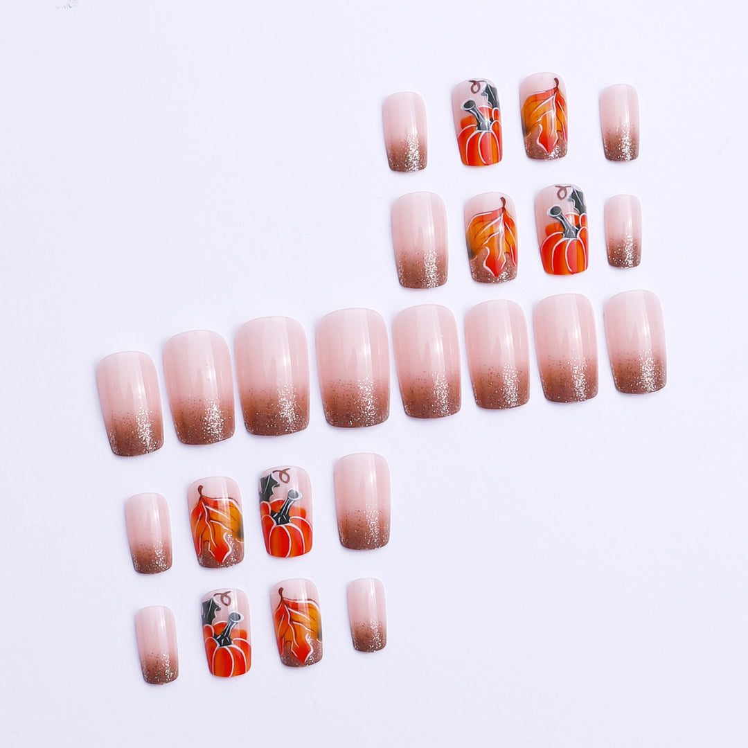 Artistic Pumpkin-Themed Nail Art