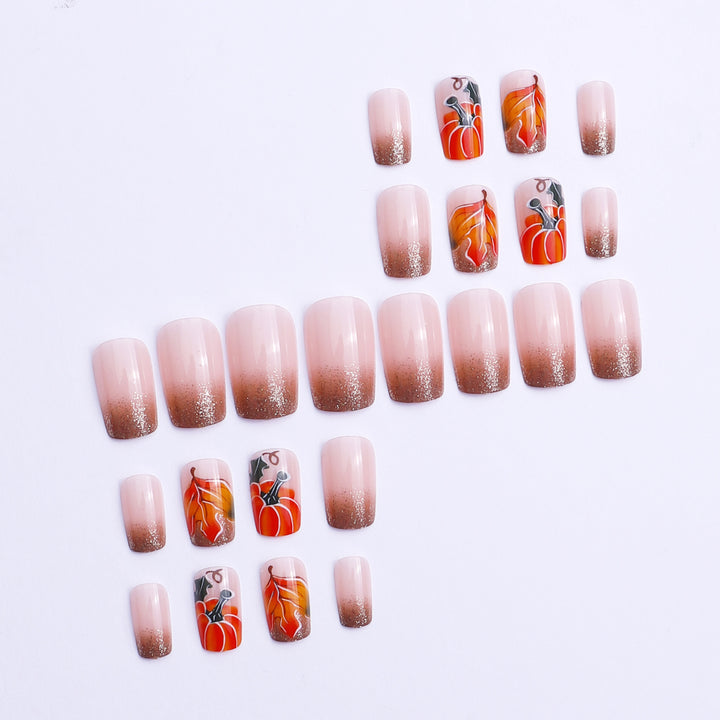 Artistic Pumpkin-Themed Nail Art