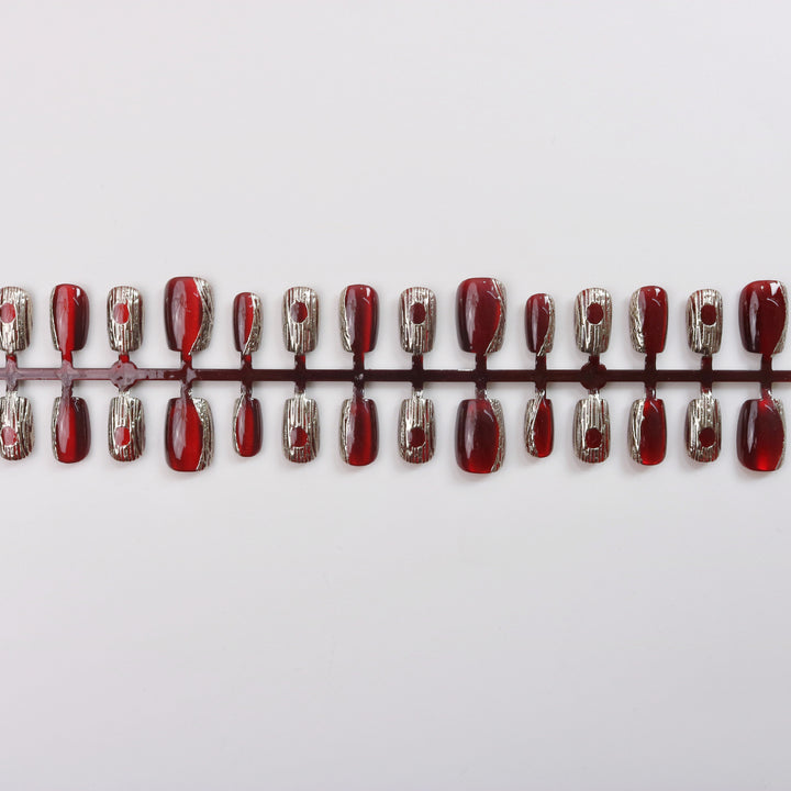 Elegant Press-On Nail Designs with Metallic Accents