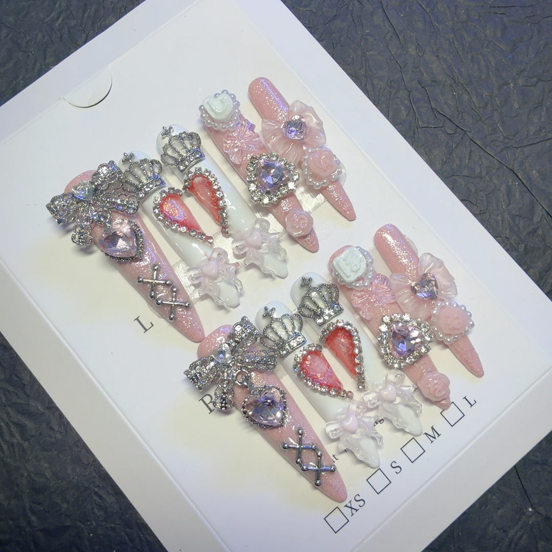 Rhinestone Embellished Press-On Nail Art Set