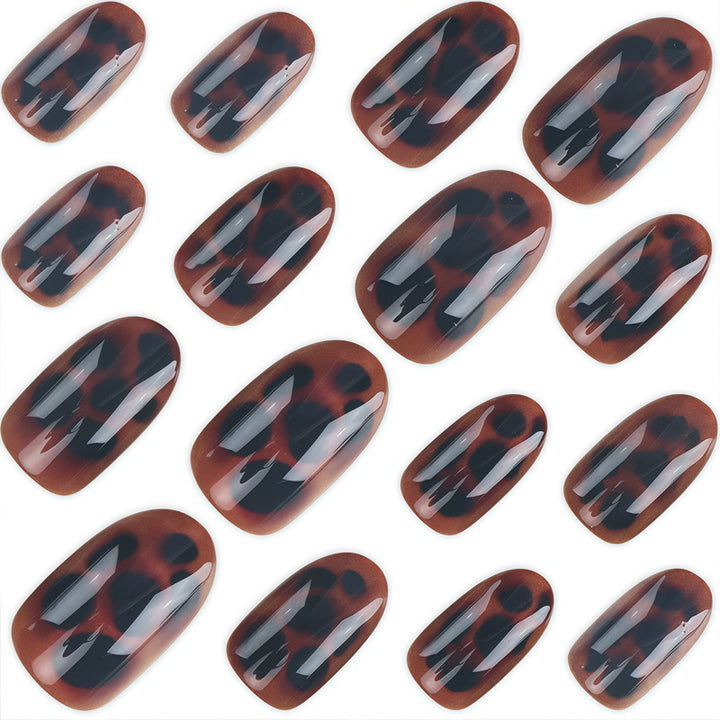 Glossy Stiletto Nail Tips with Leopard Print Design Kalsten