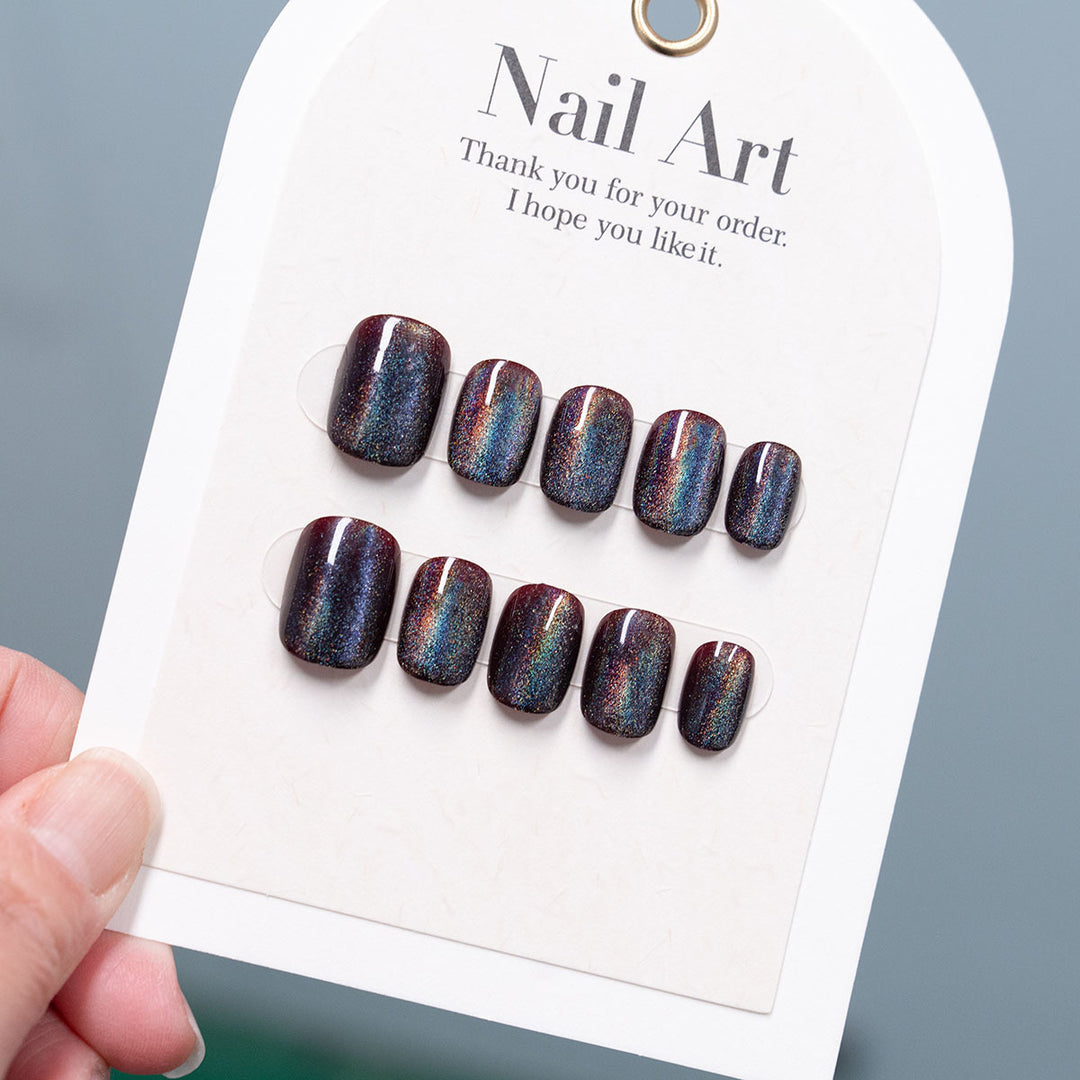 Iridescent Glitter Press-On Nails