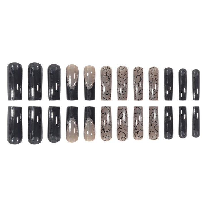 Artistic Heart-Patterned Stiletto Press-On Nails Kalsten