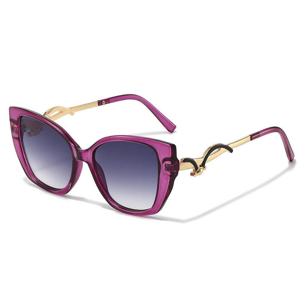 Oversized Geometric Cat-Eye Sunglasses with Gold Accents Kalsten