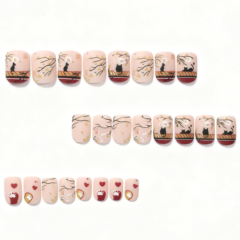 Artistic Cat-Themed Acrylic Nail Art Set Kalsten