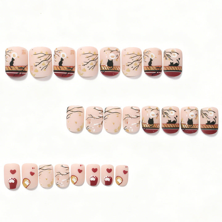Artistic Cat-Themed Acrylic Nail Art Set Kalsten