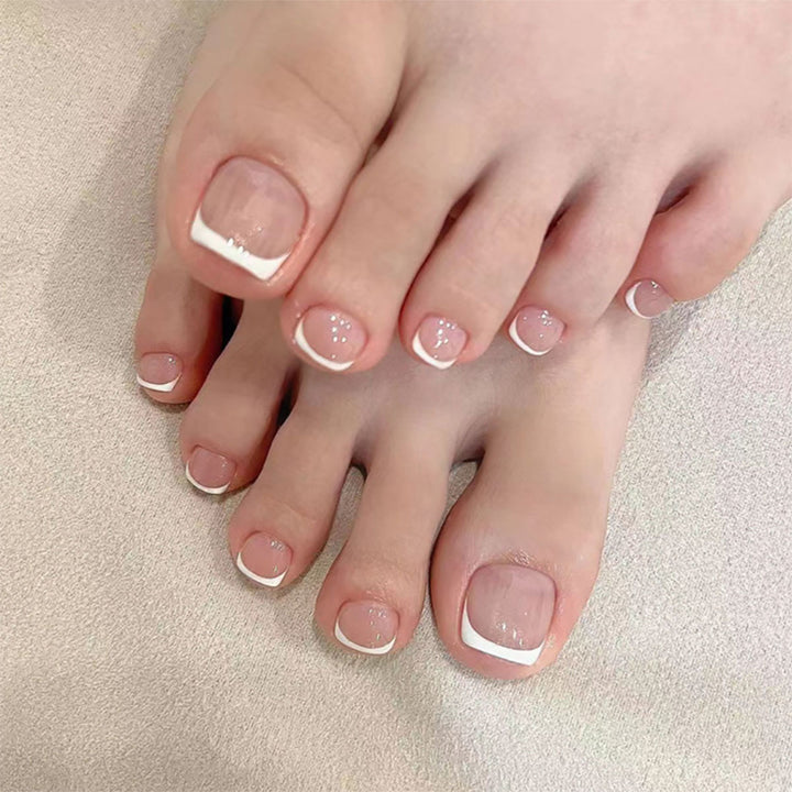 Elegant French Tip Press-On Toenails