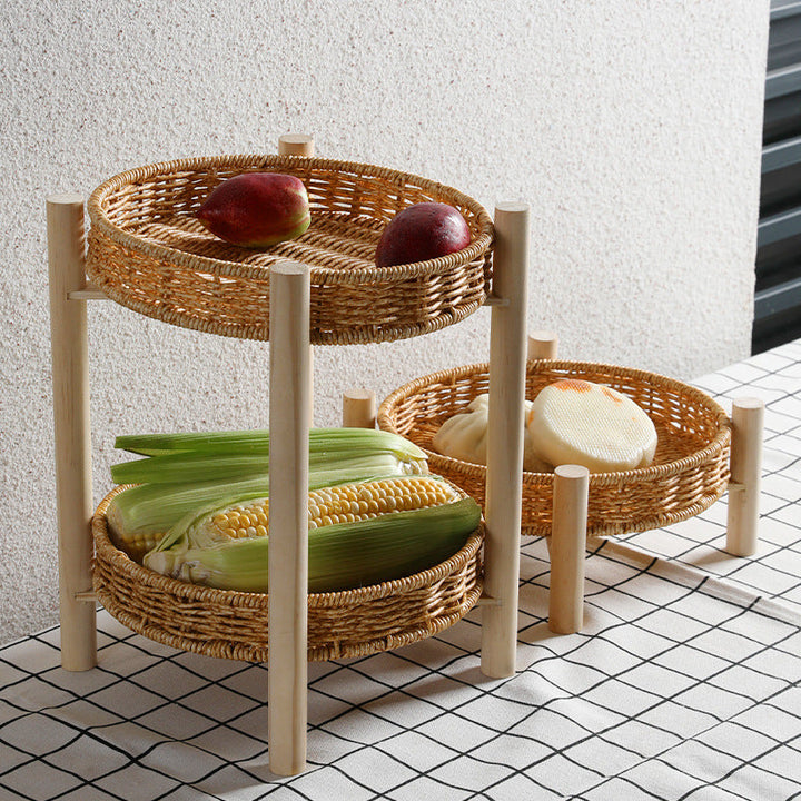 Handwoven Decorative Tabletop Basket with Wooden Legs Kalsten