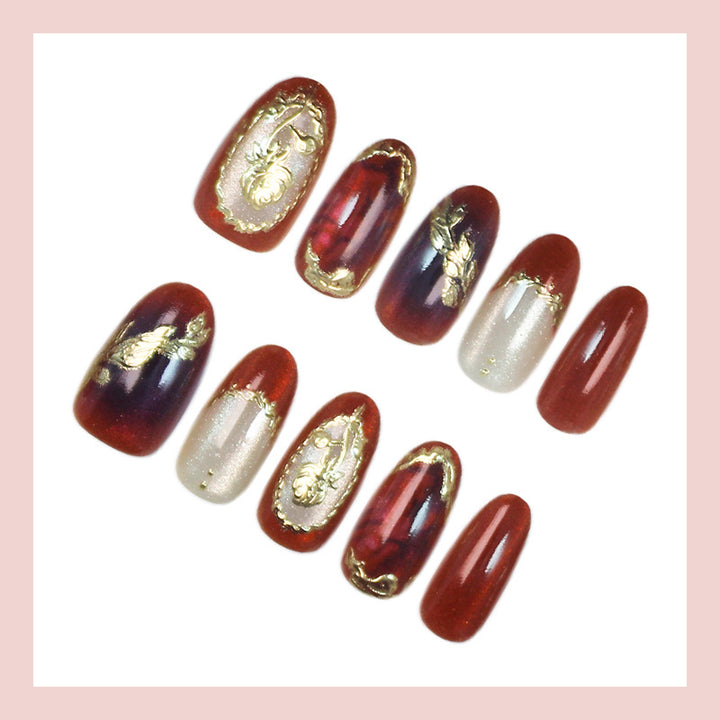 Artificial nail set with floral and glamorous decorations Kalsten