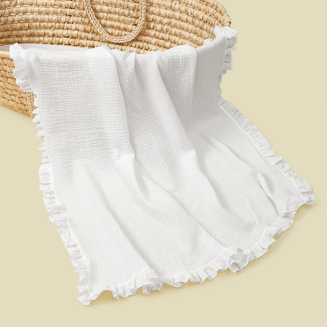 Soft Muslin Blanket with Ruffled Edges kalsten
