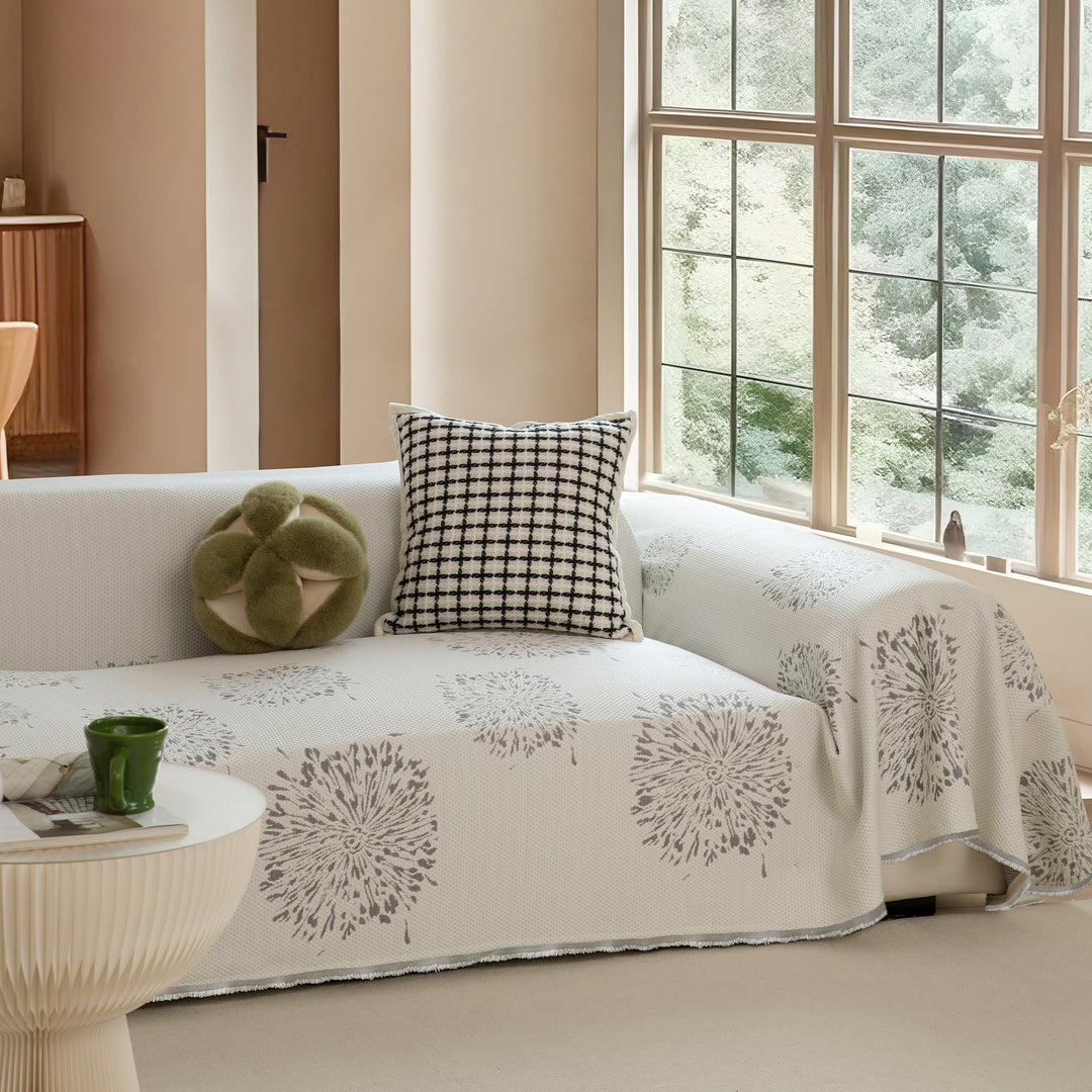 Multi-functional sofa cover and bedspread with woven floral pattern