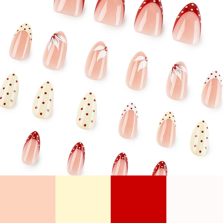 Artistic nail design with unique dots and floral embellishments Kalsten