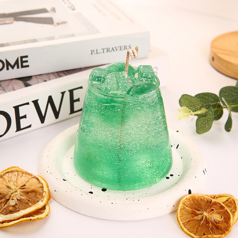 Gel-Pudding Decorative Scented Novelty Candle with Embedded Ice-Effect Texture