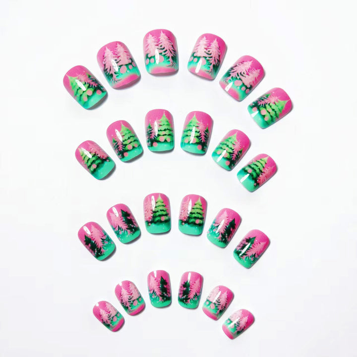 Artificial nails with festive Christmas tree design Kalsten