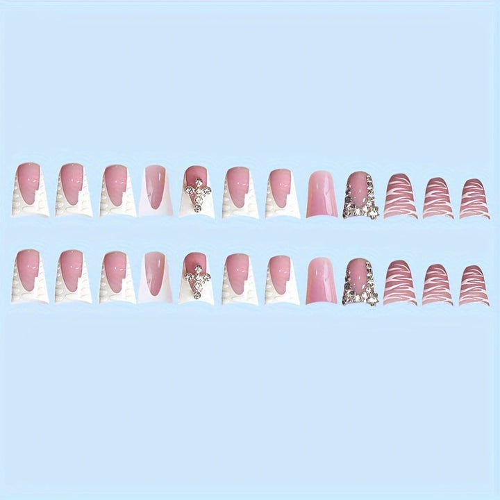 Decorative Press-On Nail Art Set with Gemstone Accents Kalsten