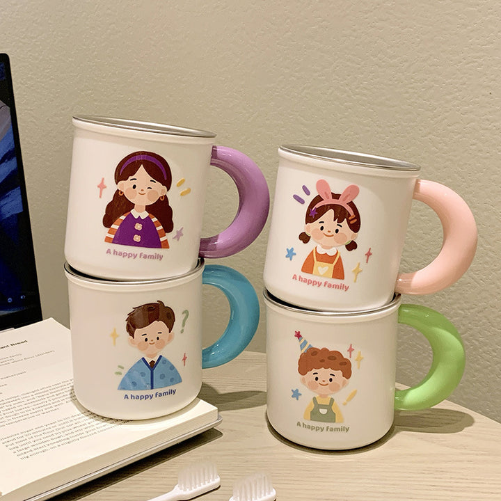 Stainless steel ceramic mug with cheerful family motif Kalsten