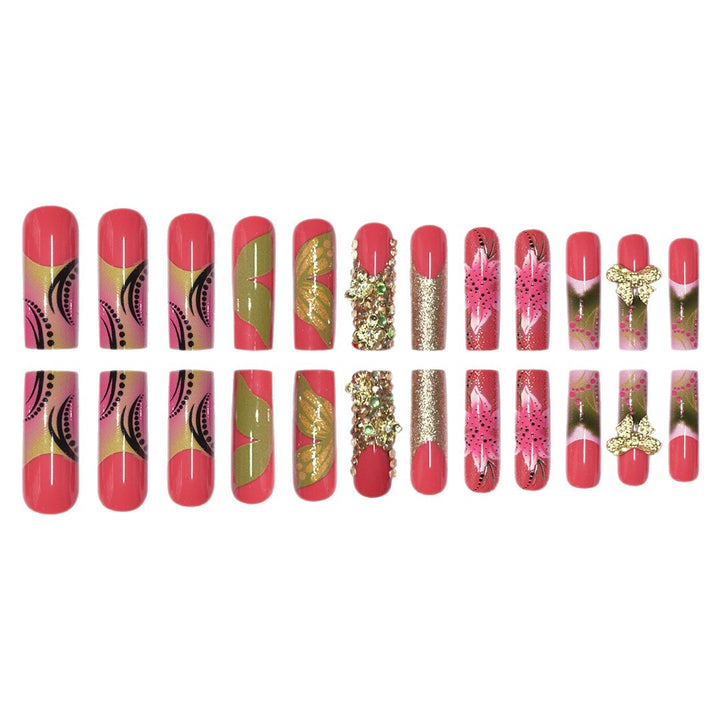 3D Floral Gemstone Press-On Nail Art Kalsten