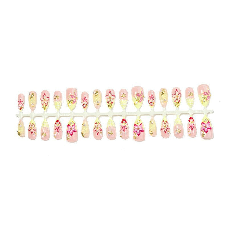 Acrylic nail set with luxurious 3D details and floral design Kalsten