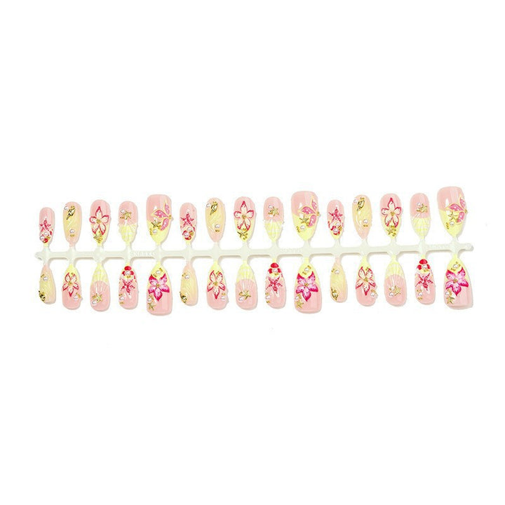 Acrylic nail set with luxurious 3D details and floral design Kalsten