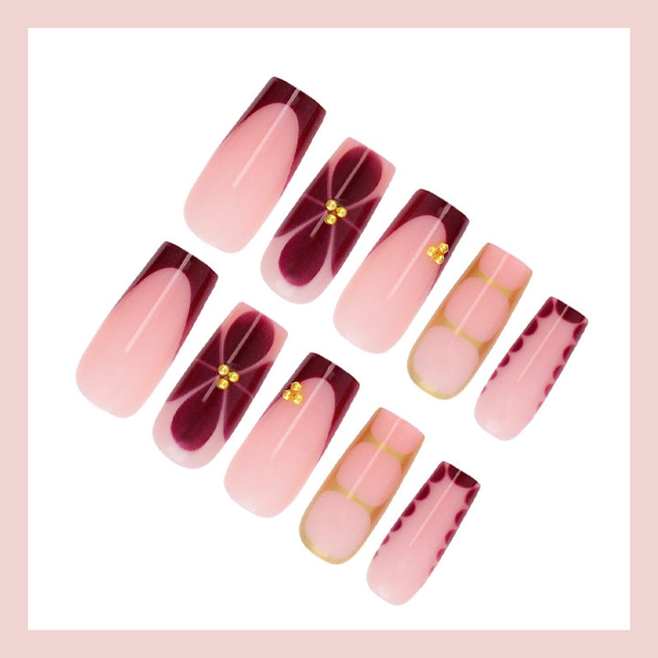 Artificial nail set with elegant gradient and delicate decorations Kalsten