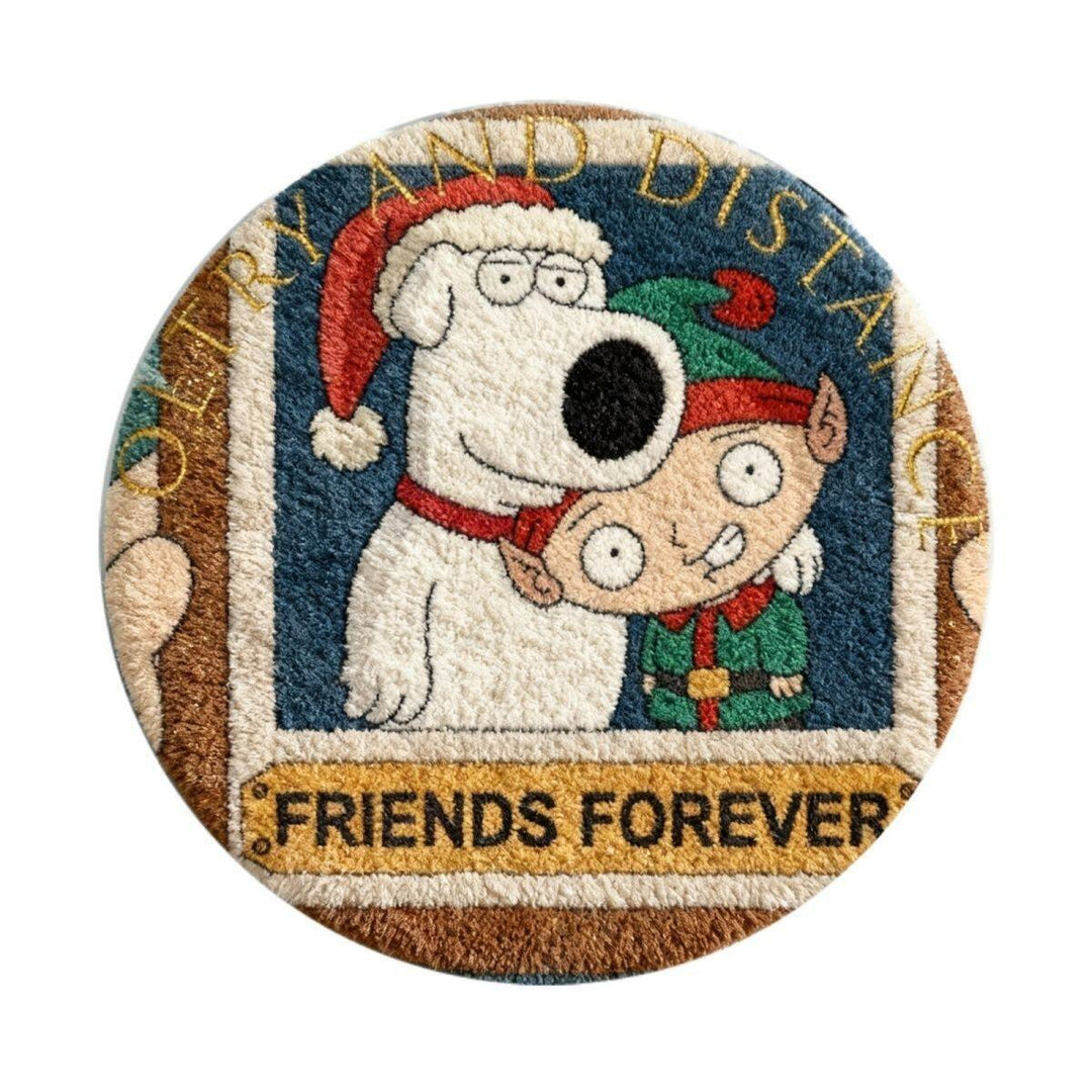 Cartoon-Themed Round Bath Mat for Bathroom