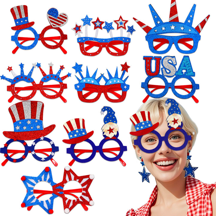 Unisex nan party glasses with USA glitter attachment and round frame Kalsten
