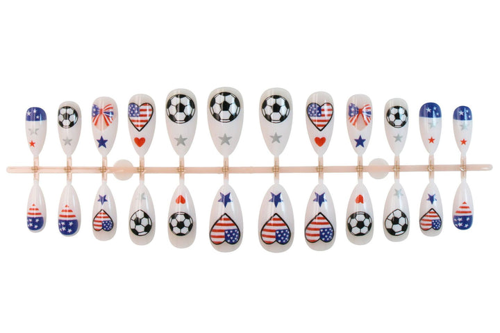 Creative Nail Art Set with Sports Motifs and Patriotic Symbols Kalsten