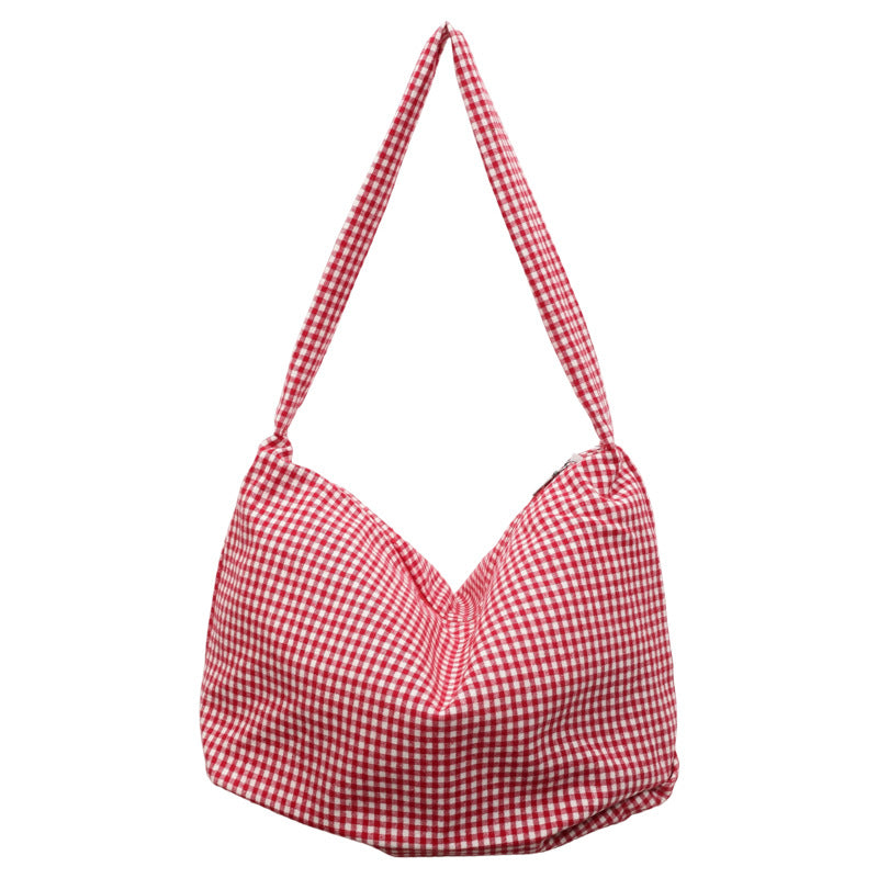 Cozy Gingham Print Shoulder Bag