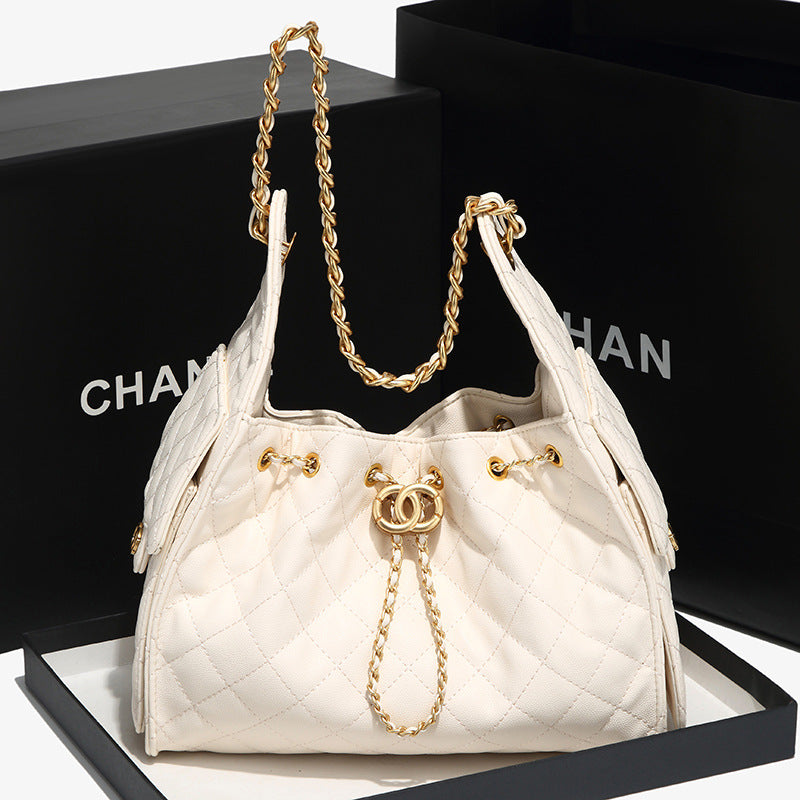 Elegant Quilted Drawstring Handbag