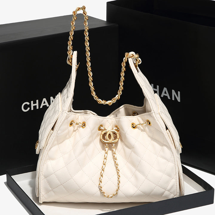 Elegant Quilted Drawstring Handbag