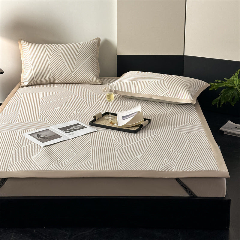 Comfort Topper Mattress Protector with Elastic Straps and Geometric Quilted Pattern