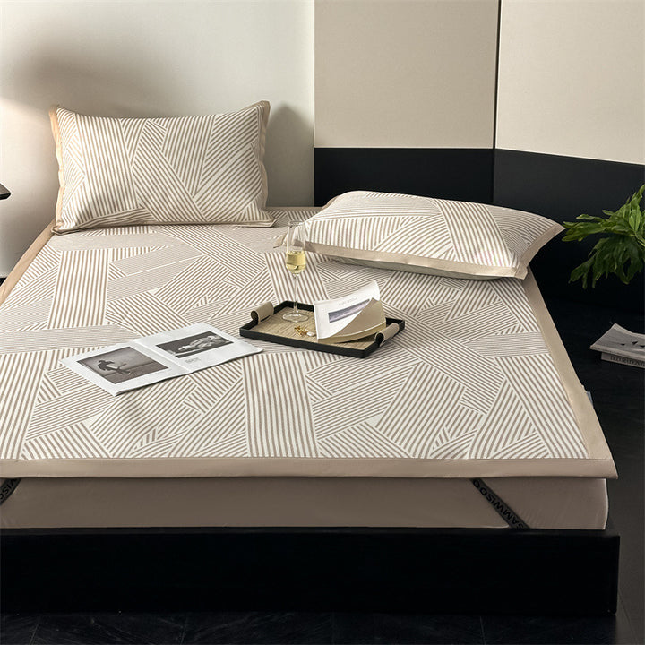 Comfort Topper Mattress Protector with Elastic Straps and Geometric Quilted Pattern