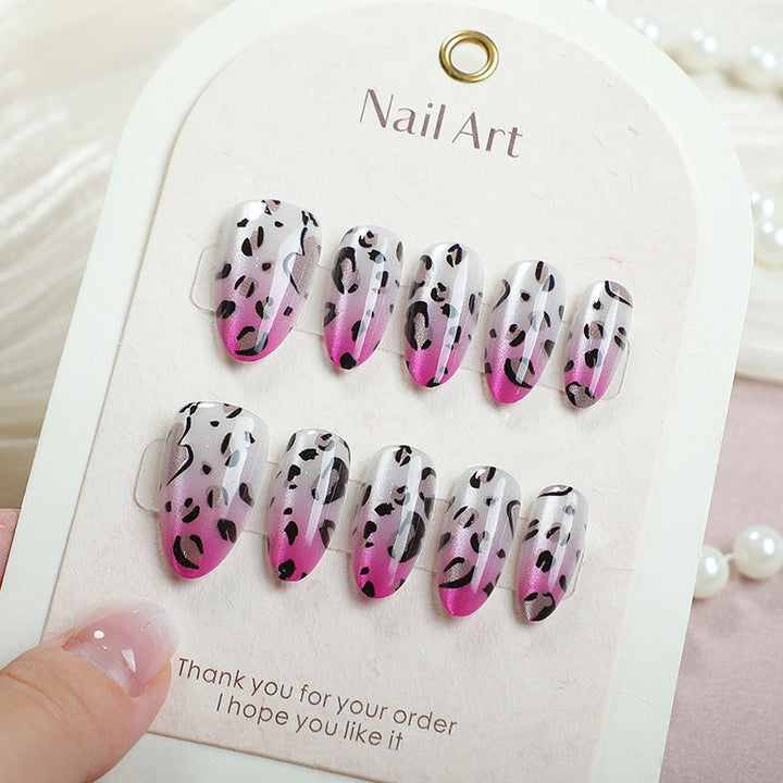 Artistic Leopard-Print Gradient Press-On Nail Set Kalsten