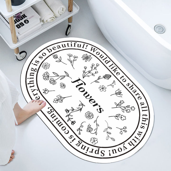 Floral-Themed Bathroom Mat